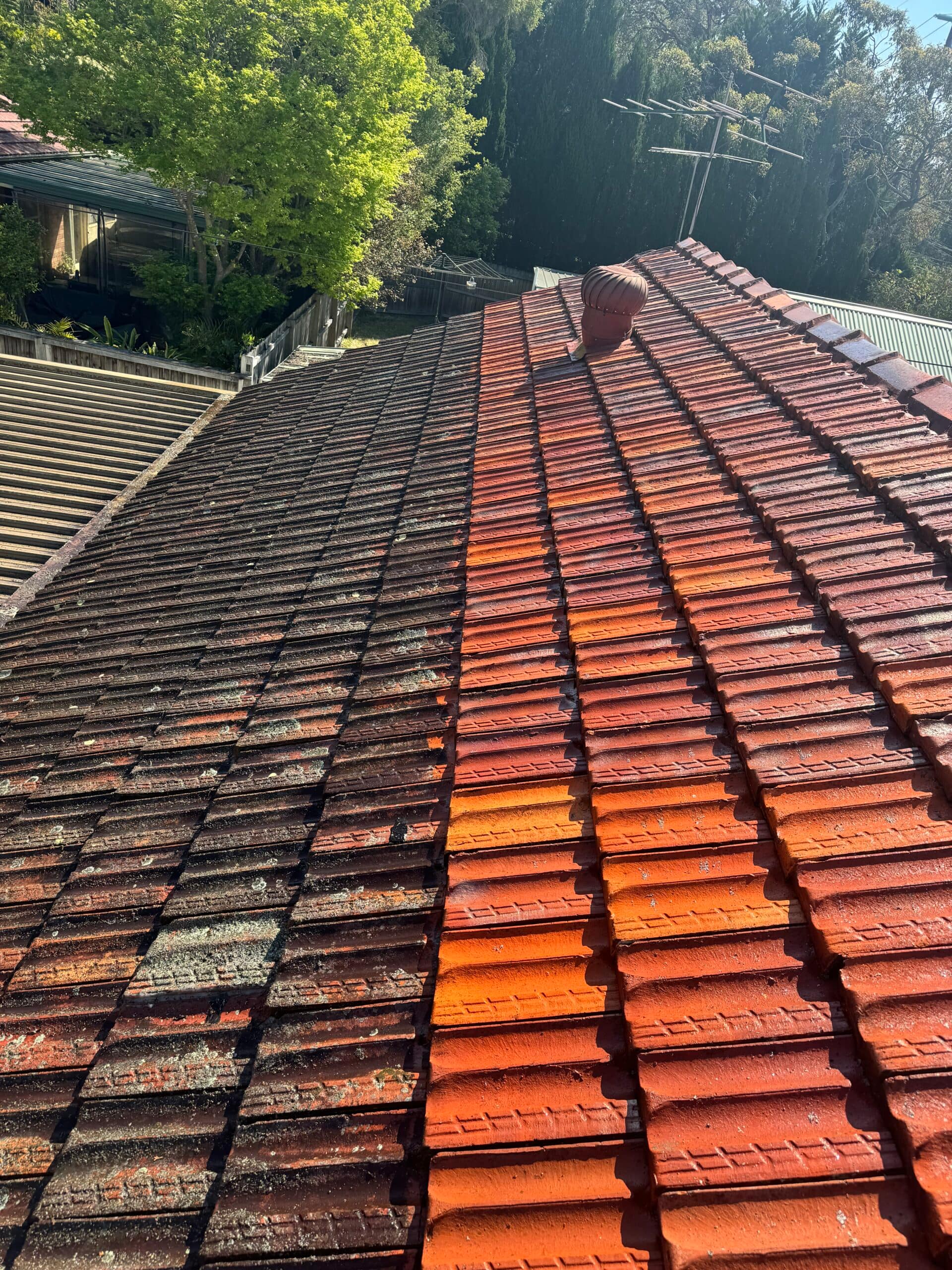 Roof pressure cleaning