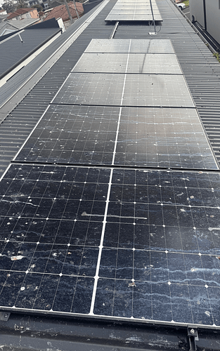 Solar panel affect by birds Dirty solar panel