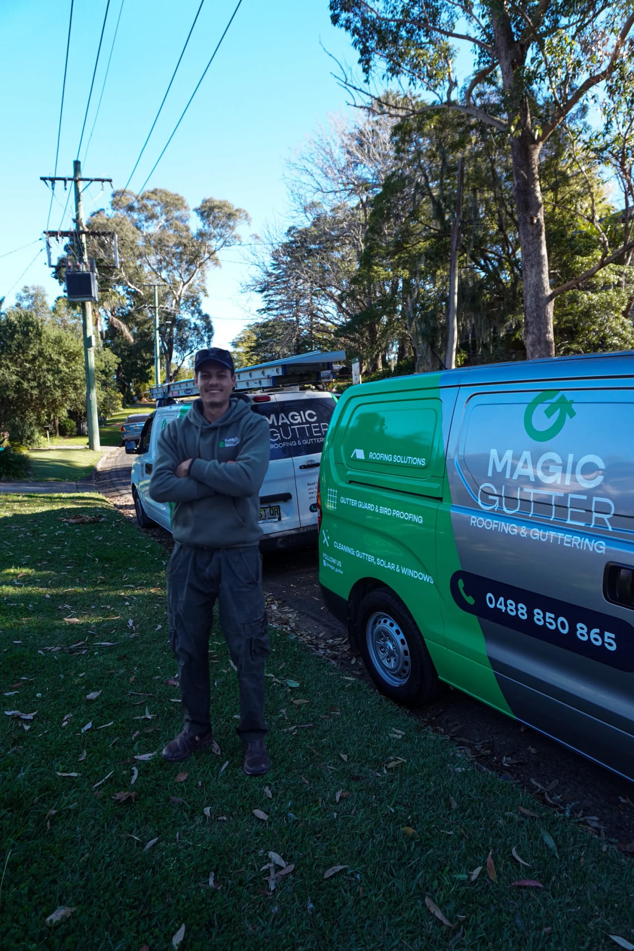Magic Gutter technician safely working on a Sydney roof