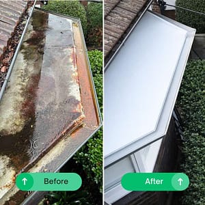 Before and after gutter replacement